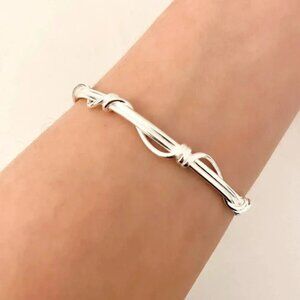 925 Sterling Silver Wavy Cuff Bracelet Dainty Bangle Bracelet Stacking Bracelet